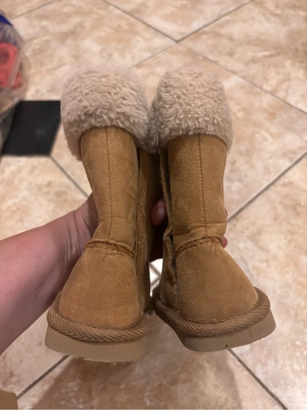 Cozy Tan Faux-Shearling Baby Walker Boots